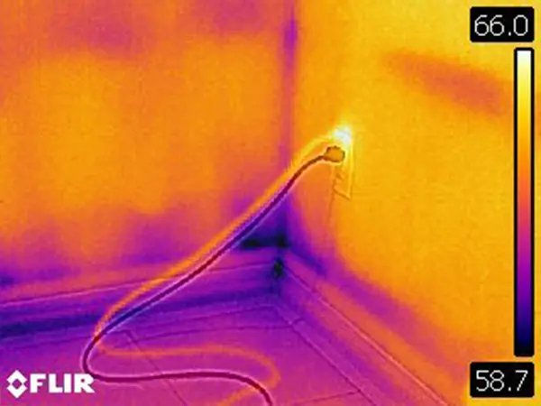 A picture that shows heat and cold areas in a room