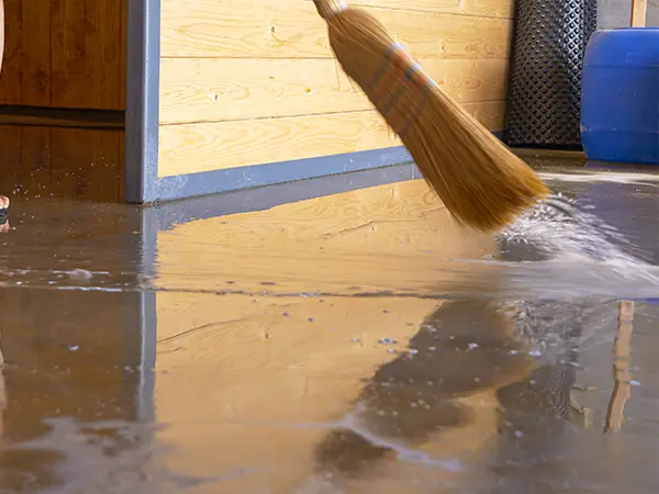 Sweeping water out of basement