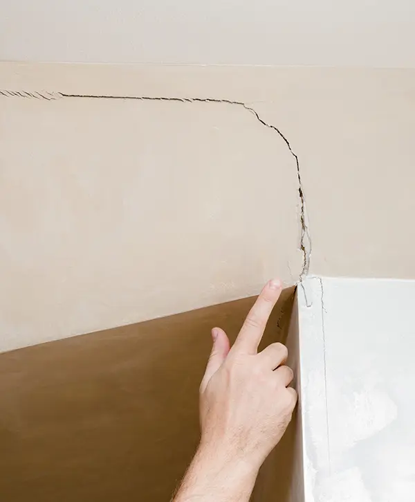 Crack in foundation in the interior of a home